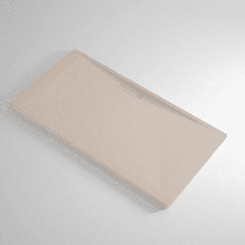 Receveur de douche extra plat EDIS en résine surface ardoisée beige - grille beige - Le Monde du Bain