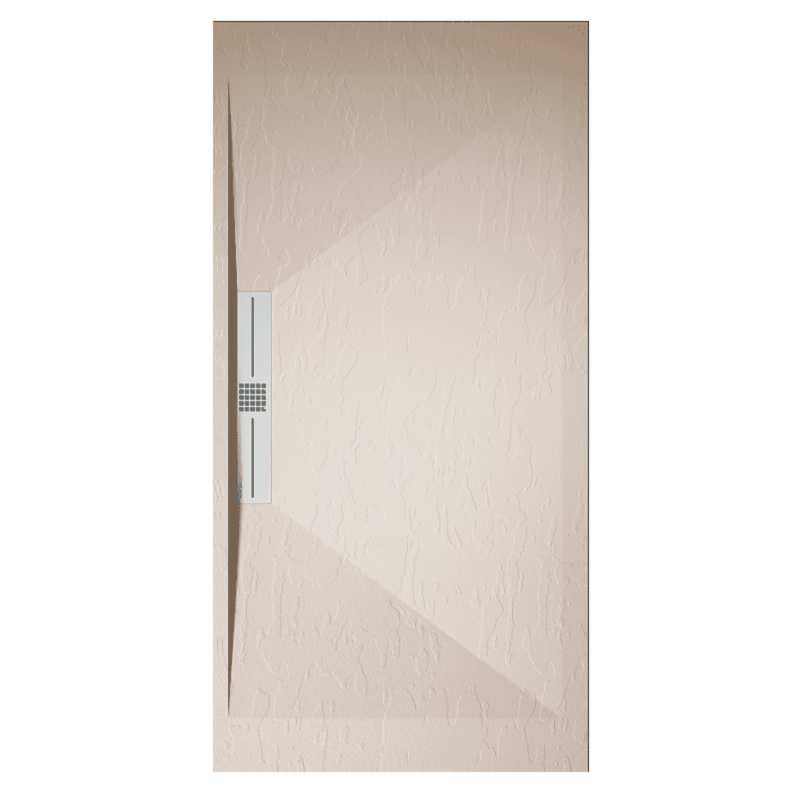 Receveur de douche extra plat EDIS en résine surface ardoisée beige - grille inox - Le Monde du Bain