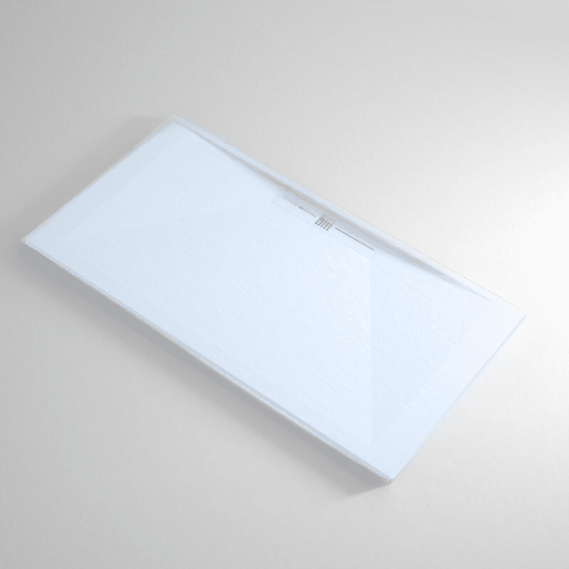 Receveur de douche extra plat EDIS en résine surface ardoisée blanc - grille blanche - Le Monde du Bain
