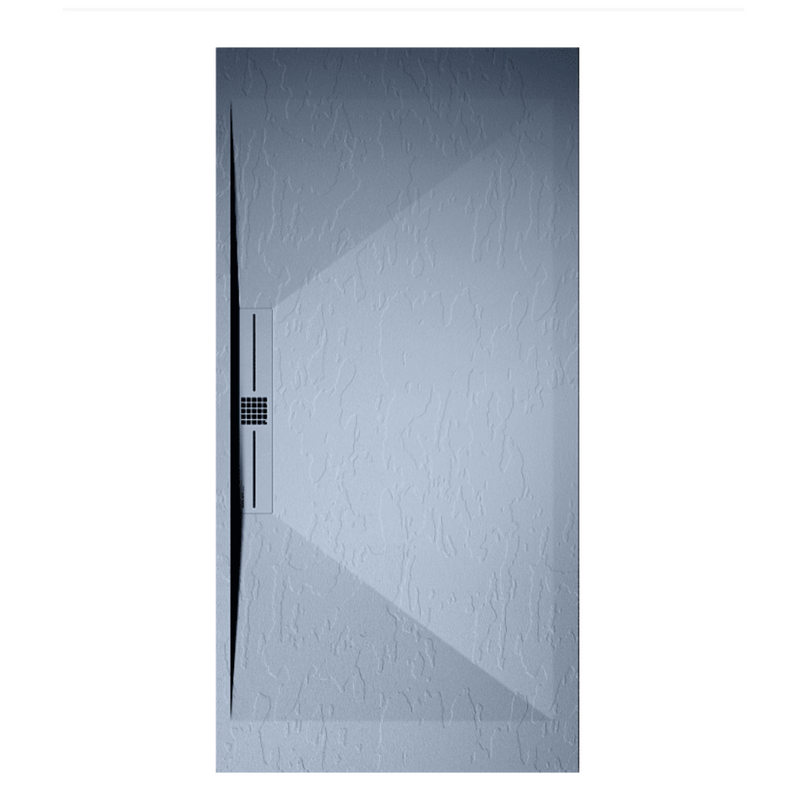 Receveur de douche extra plat EDIS en résine surface ardoisée gris cendre - grille gris cendre - Le Monde du Bain