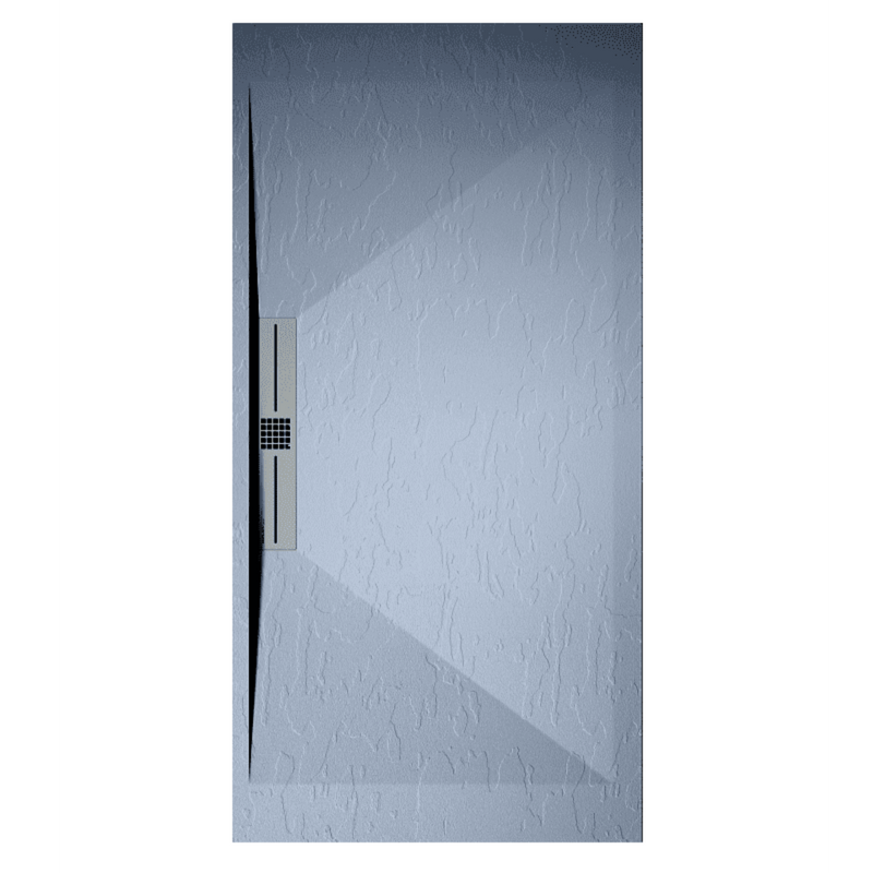 Receveur de douche extra plat EDIS en résine surface ardoisée gris cendre - grille inox - Le Monde du Bain