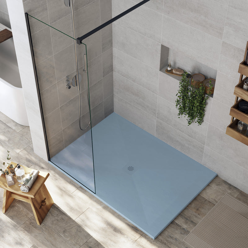 Receveur de douche extra plat DEXA en résine surface ardoisée gris cendre