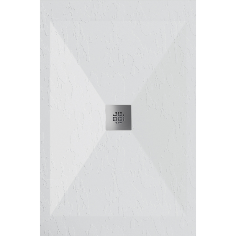 Receveur de douche extra plat DEXA en résine surface ardoisée blanc grille centrée coloris blanche