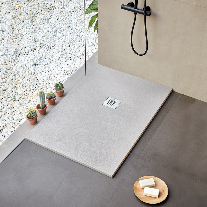Receveur de douche extra plat STRATO surface ardoisée, rectangulaire blanc