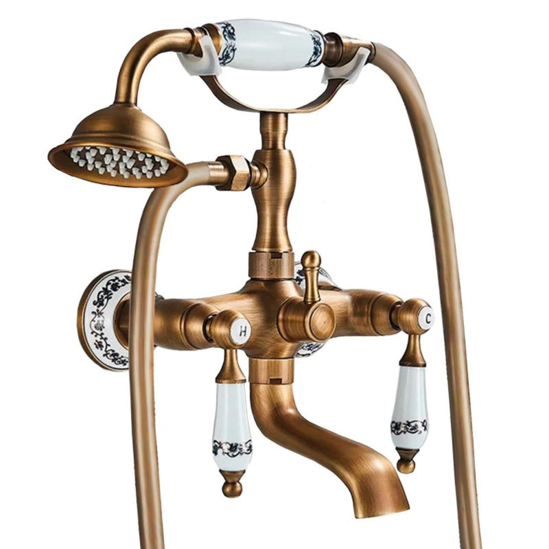 Robinet mélangeur mural rétro pour baignoire FLORINA or ancien