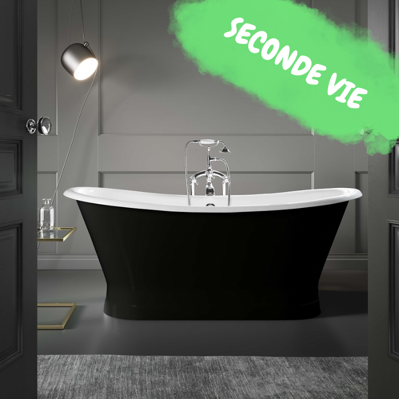 Seconde vie - Baignoire sur socle en fonte émaillée COVENTRY Noire
