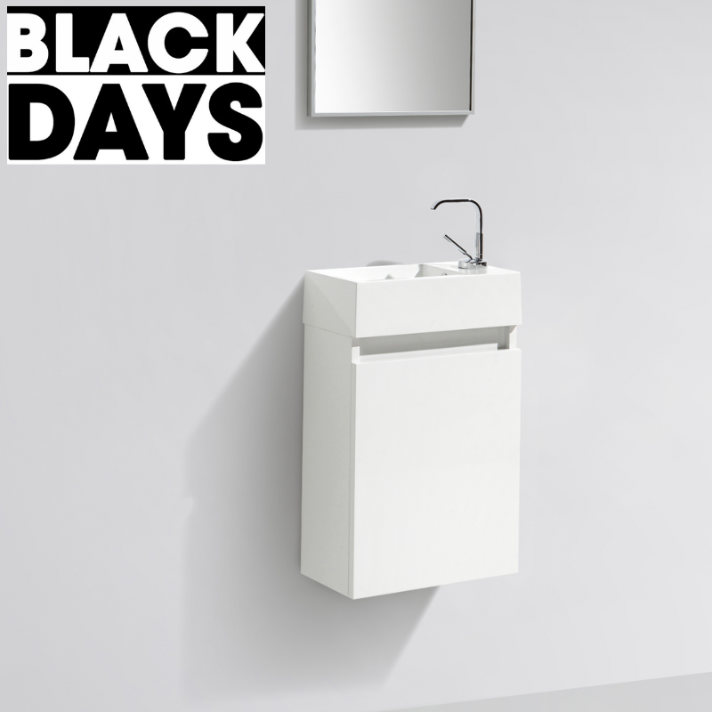 Meuble lave-main salle de bain design SIENA largeur 40 cm, blanc laqué