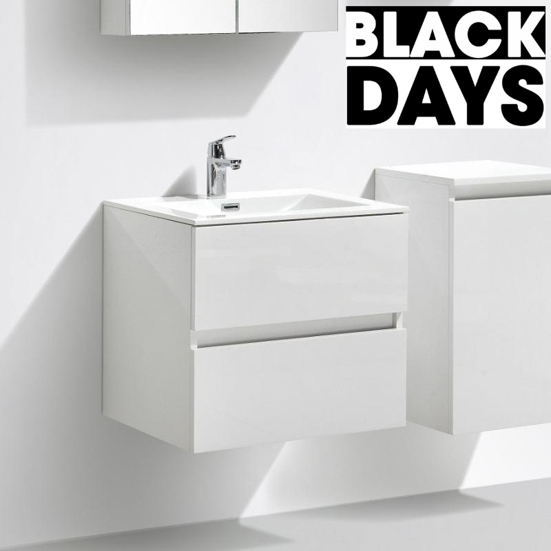 Meuble salle de bain design simple vasque SIENA largeur 60 cm, blanc laqué