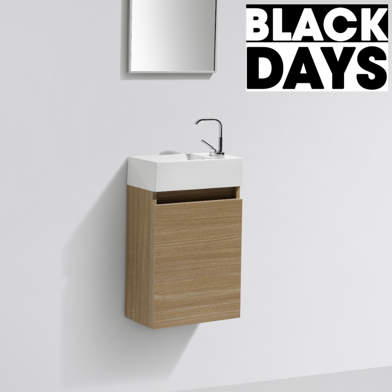 Meuble lave-main salle de bain design SIENA largeur 40 cm, chêne clair texturé