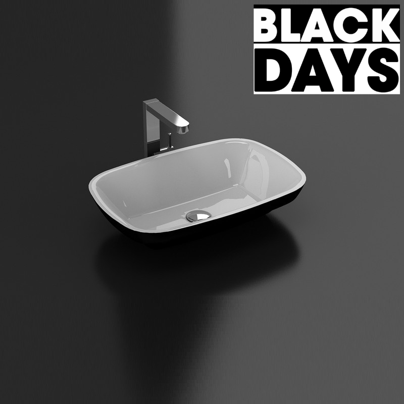 Vasque à poser noir et blanc en marbre de synthèse SIENA