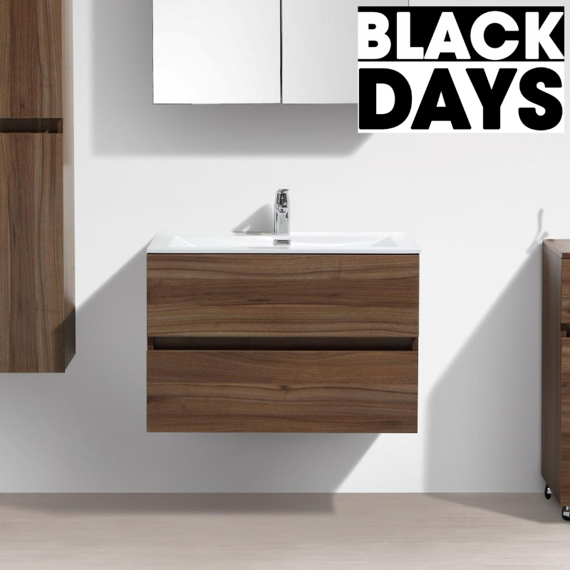 Meuble salle de bain design simple vasque SIENA largeur 80 cm, noyer