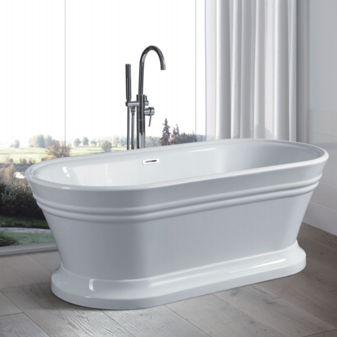 Zoom - Baignoire îlot design ovale SEATTLE blanche - Le Monde du Bain