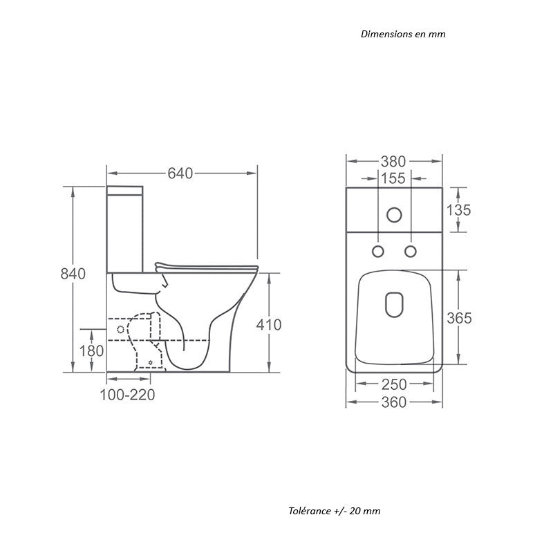 Toilette WC à poser BRAGADO en céramique