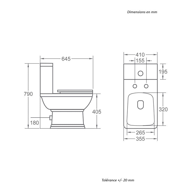Toilette WC à poser rétro MADRY en céramique