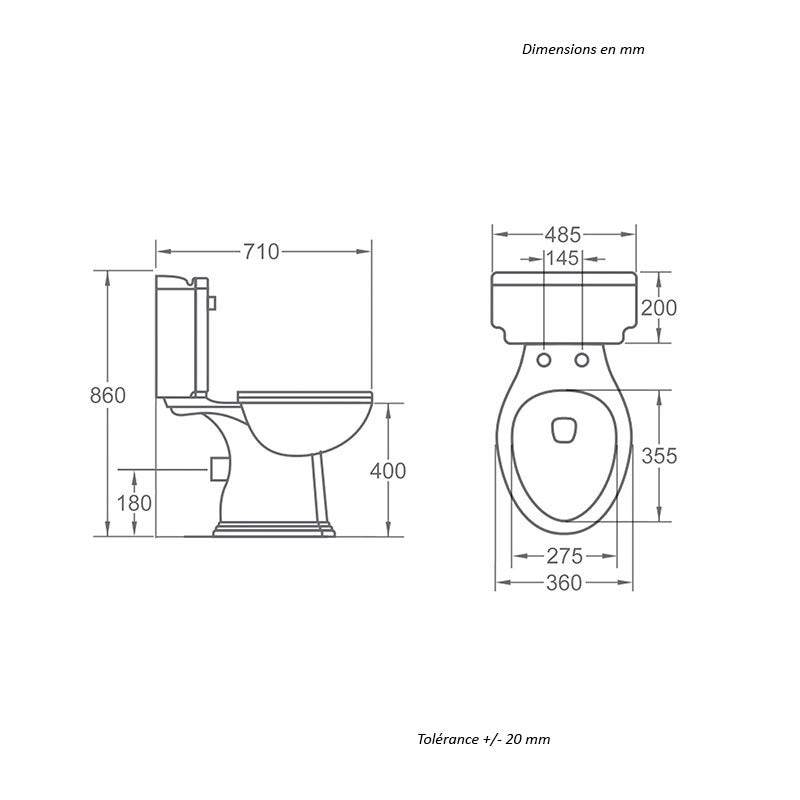 Toilette WC à poser rétro CHERY en céramique