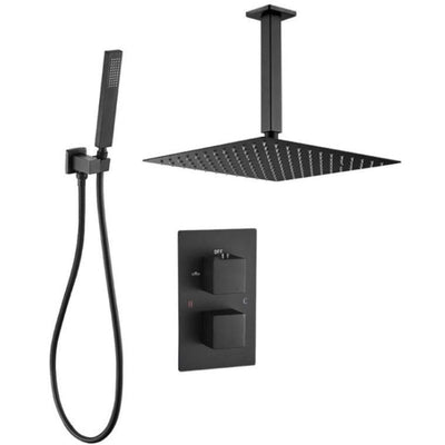 Ducha termostática empotrada a techo TILSO negro mate - Entorno baño