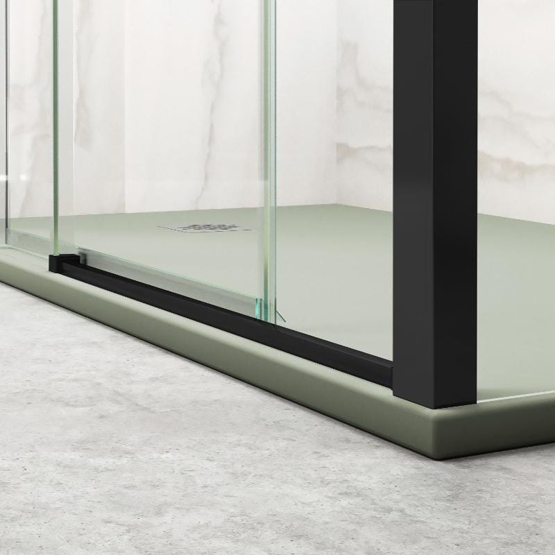 Profil inférieur Paroi de douche fixe avec Porte coulissante + Paroi latérale TOKIO noir mat - Le Monde du Bain