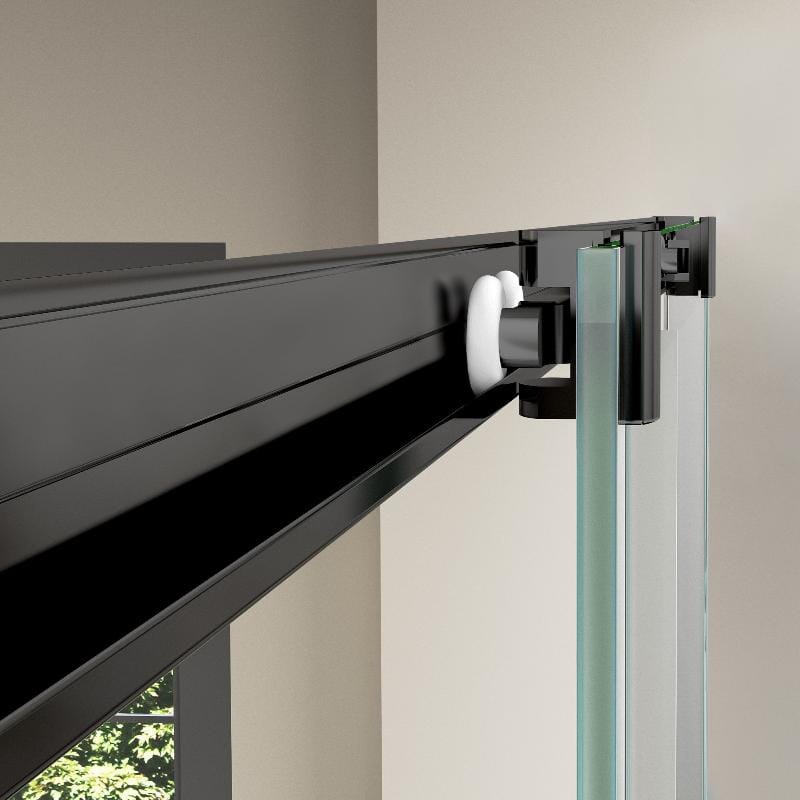 Roulement porte coulissante Paroi de douche fixe avec Porte coulissante + Paroi latérale TOKIO noir mat - Le Monde du Bain