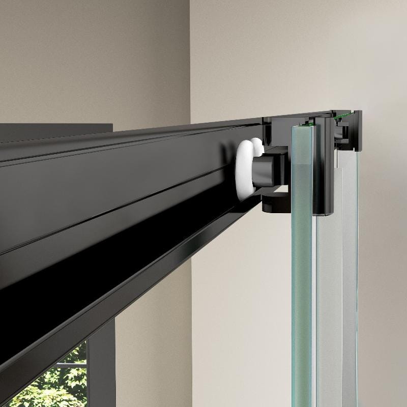 Roulement porte coulissante Paroi de douche fixe + porte coulissante TOKIO noir mat - Le Monde du Bain