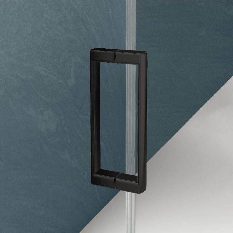 Poignée intérieure et extérieure Paroi de douche fixe + porte coulissante TOKIO noir mat - Le Monde du Bain