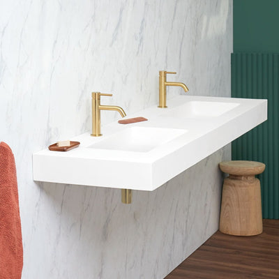 Vasque double ou simple suspendue en sanydur CARDIFF MURO - Le Monde du Bain