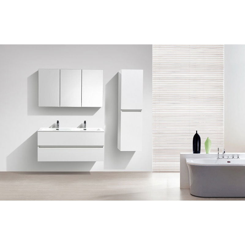 Meuble salle de bain design double vasque SIENA largeur 120 cm, blanc laqué - Le Monde du Bain