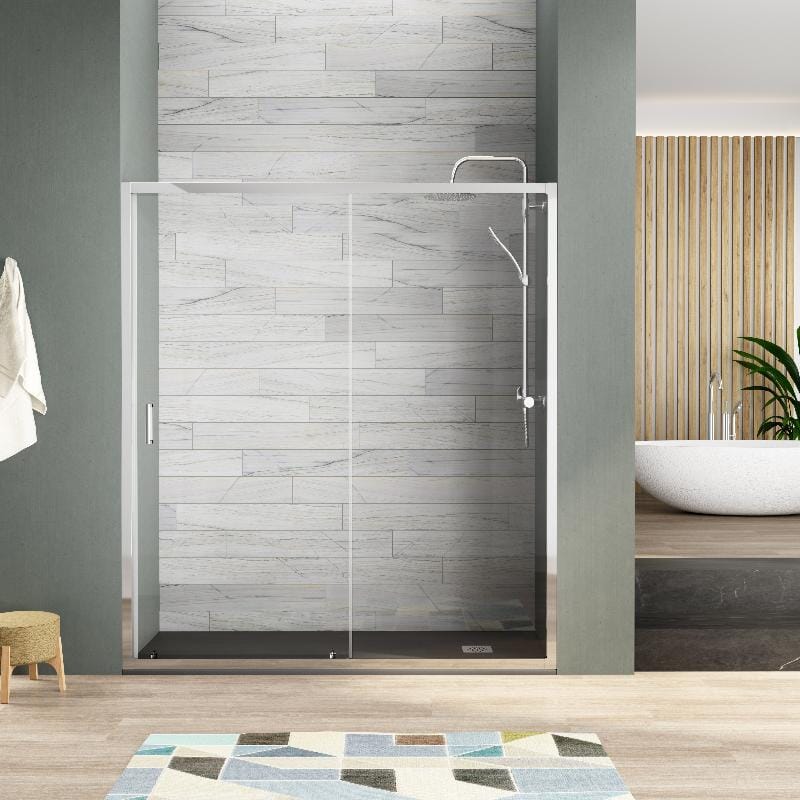 Paroi de douche fixe + porte coulissante ZURICH - Le Monde du Bain