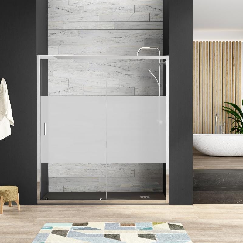 Paroi de douche fixe + porte coulissante ZURICH - Le Monde du Bain