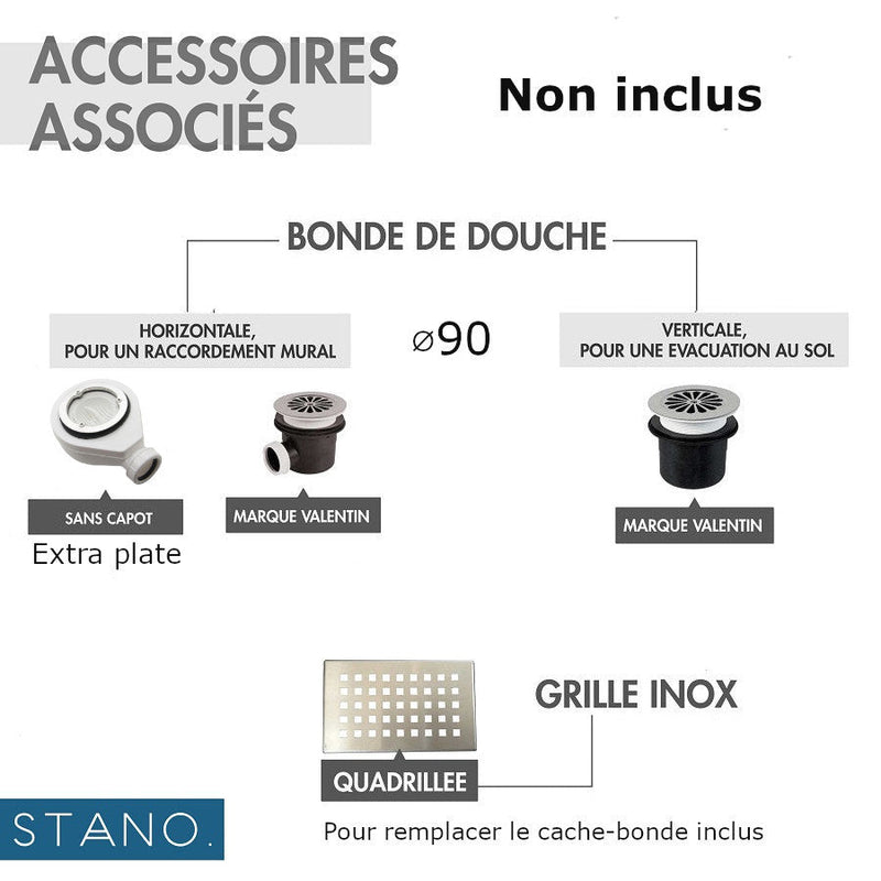 Receveur de douche extra plat PIATTO en SoliCast® surface ardoisée gris basalte