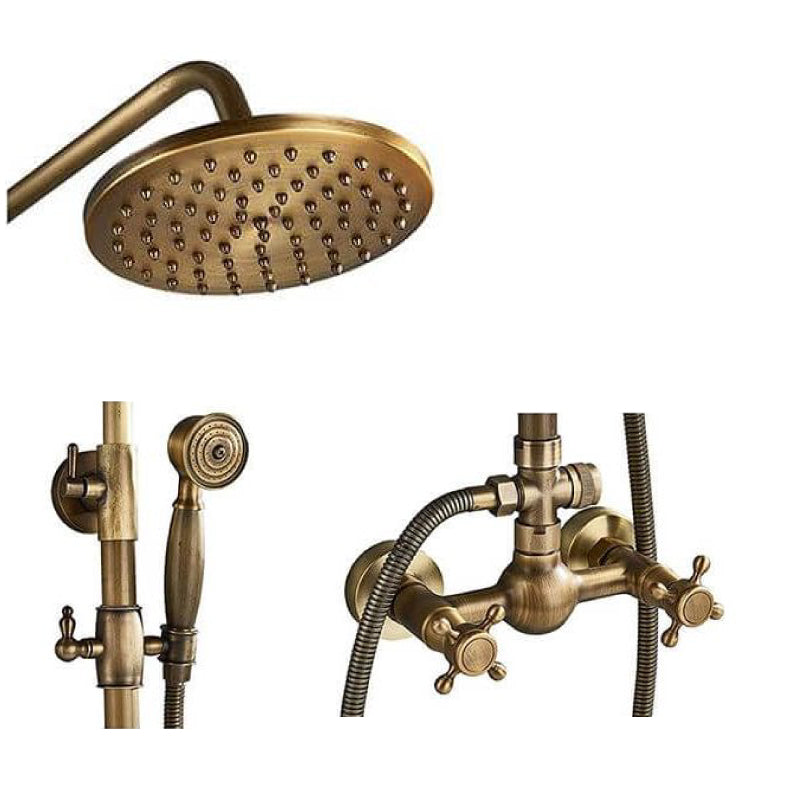 Colonne de douche rétro à deux commandes AGNES or vieilli