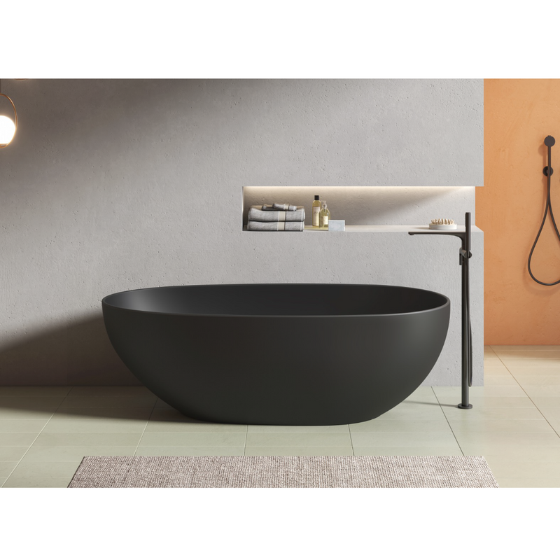 Baignoire îlot design ovale FLORIDA noir mat - Le Monde du Bain