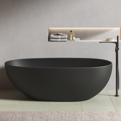 Baignoire îlot design ovale FLORIDA noir mat - Le Monde du Bain