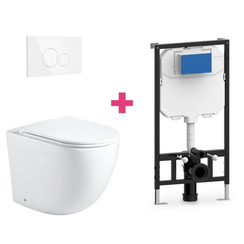 Ensemble WC suspendu GENOVA en céramique avec réservoir et bouton de chasse d&