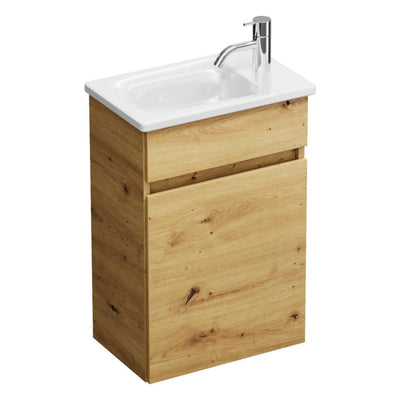 burgbad Lin20 meuble sous-vasque avec vasque en céramique 43 cm, 1 porte, gauche