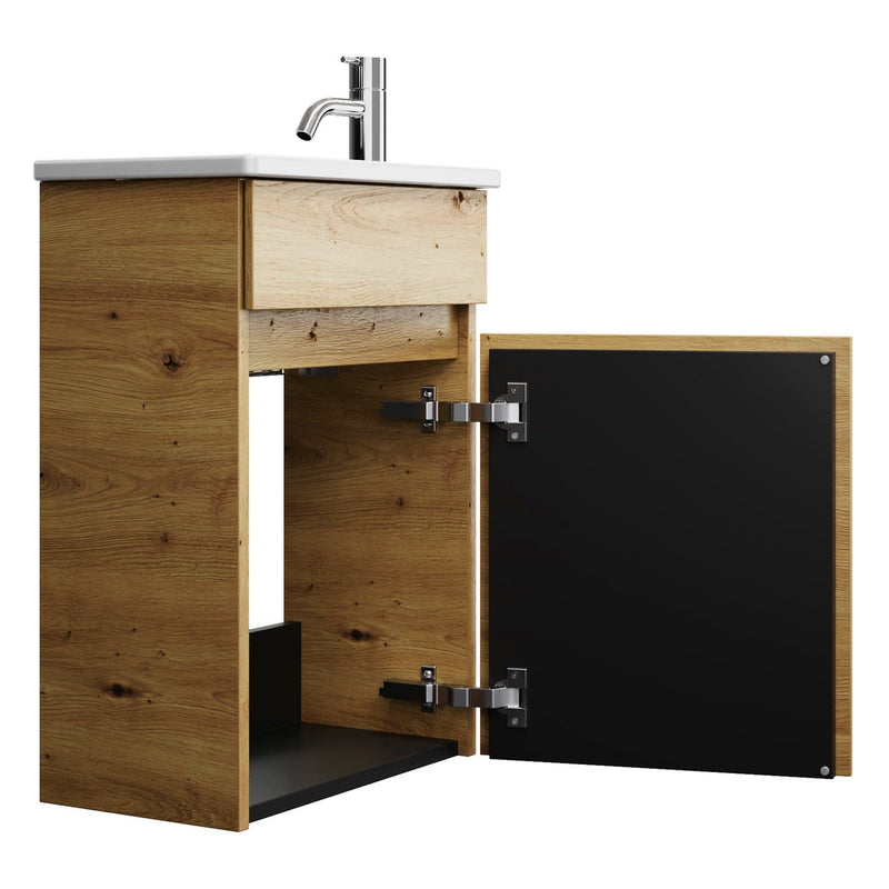 burgbad Lin20 meuble sous-vasque avec vasque en céramique 43 cm, 1 porte, gauche