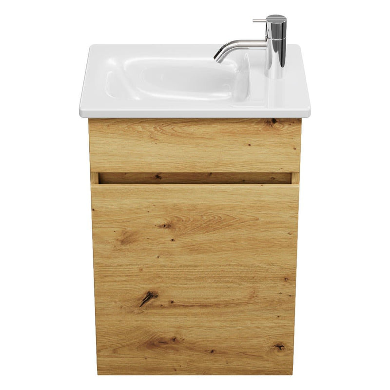 burgbad Lin20 meuble sous-vasque avec vasque en céramique 43 cm, 1 porte, gauche