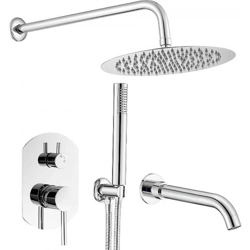 Conjunto de ducha empotrada monomando redonda ROMA cromado - Entorno baño