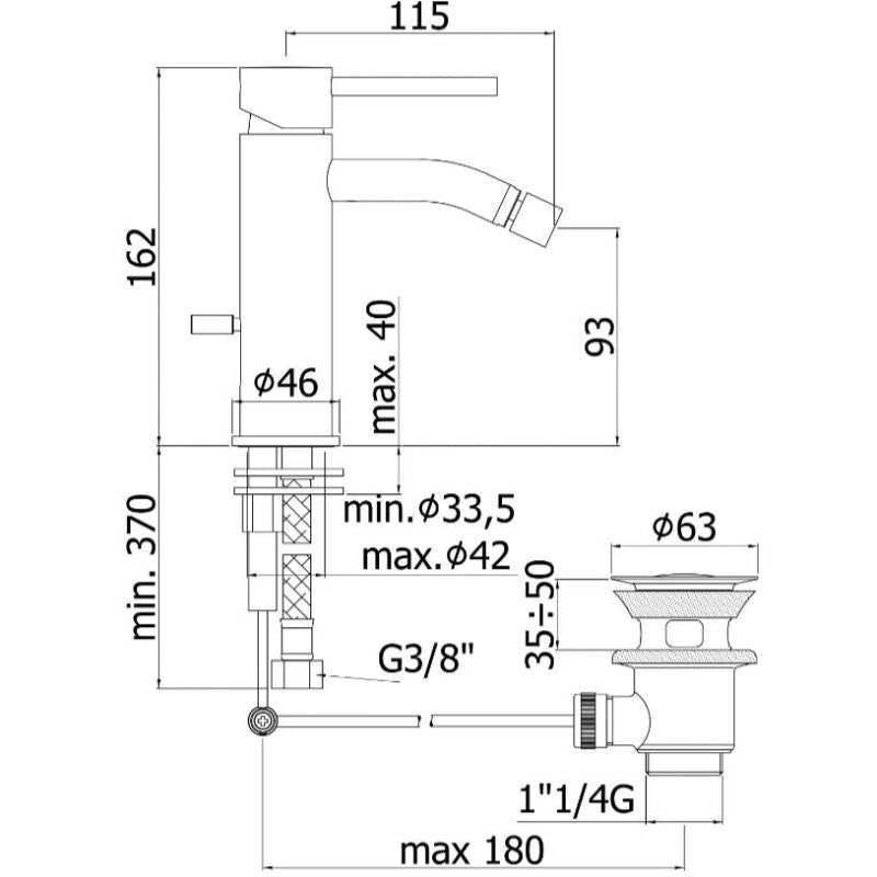 Kronenbach Mitigeur de bidet Lima 2.0