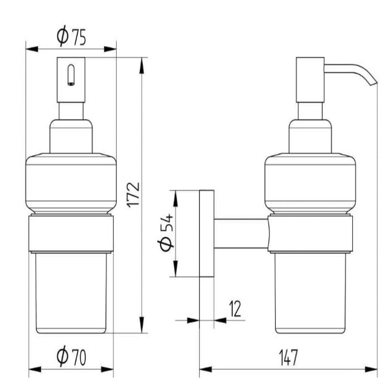 Kronenbach Distributeur de savon en verre Radia, Chromé
