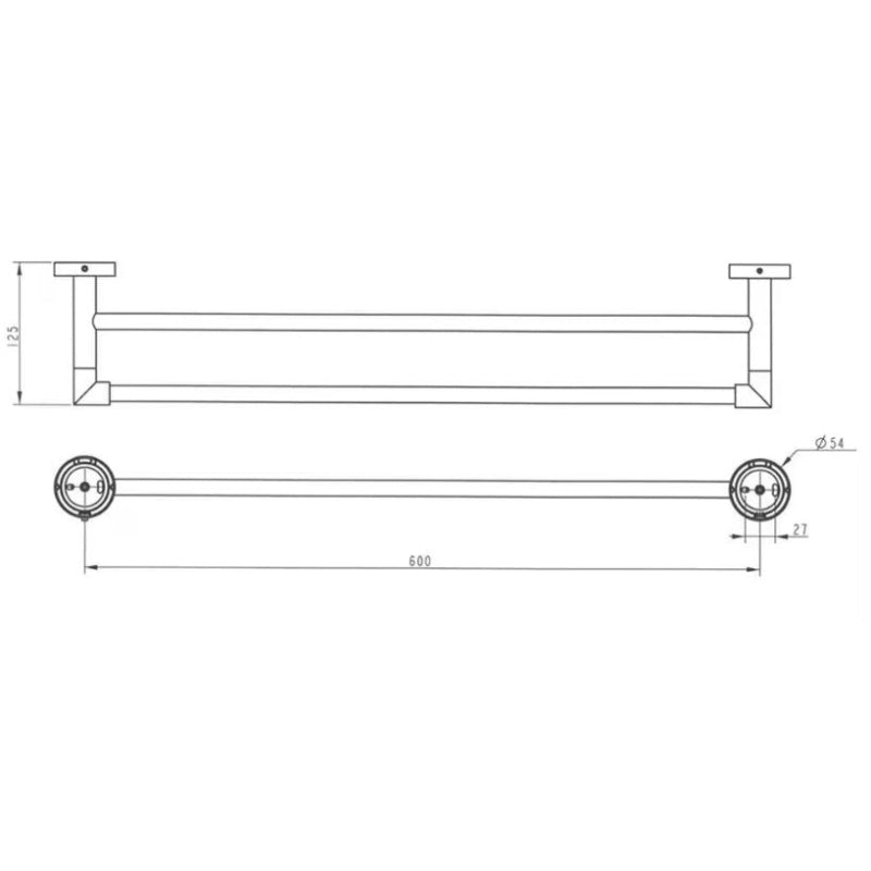 Kronenbach Porte-serviettes de bain double Radia 60 cm, Chromé