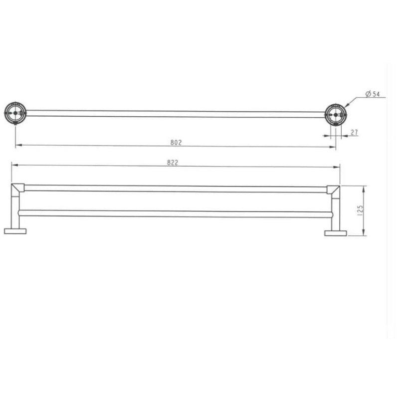 Kronenbach Porte-serviettes double Radia 80 cm, Chromé