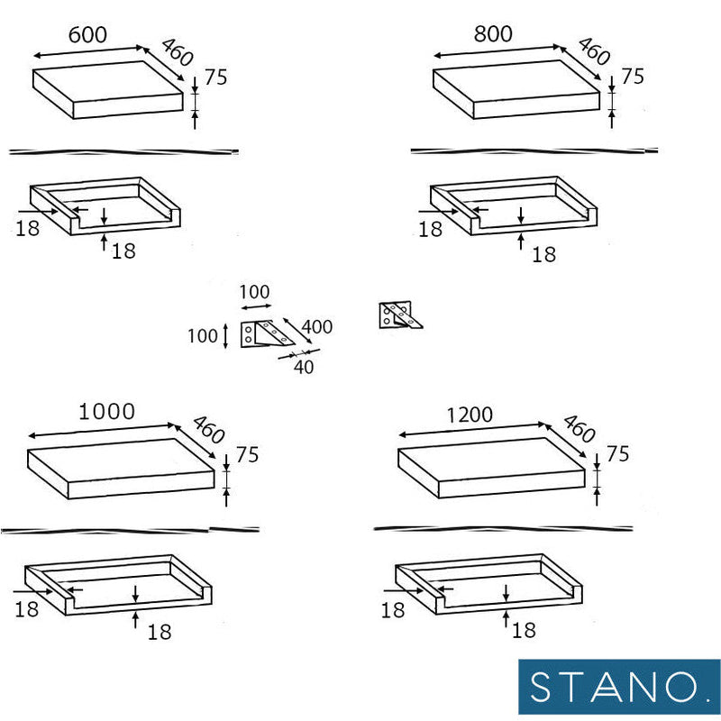 Plan suspendu pour vasque TOP noyer