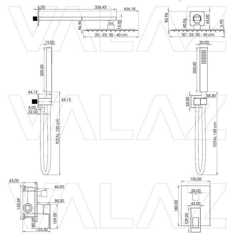 Conjunto de ducha empotrada a pared monomando TELMO dorado cepillado - Entorno baño