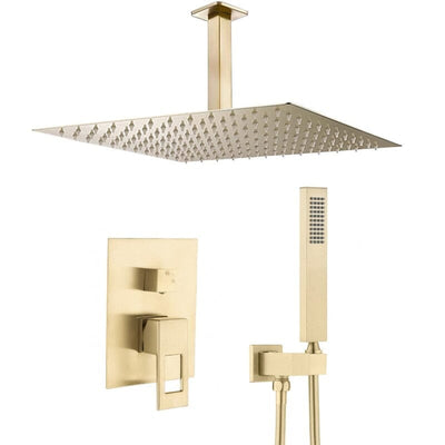 Conjunto de ducha monomando empotrada a techo TELMO dorado cepillado - Entorno baño