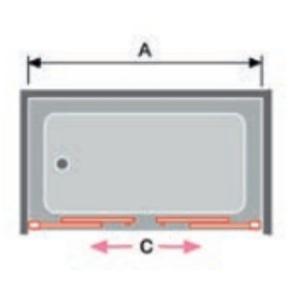 Paroi de douche 2 verres fixes + 2 portes coulissantes S400 verre sérigraphié
