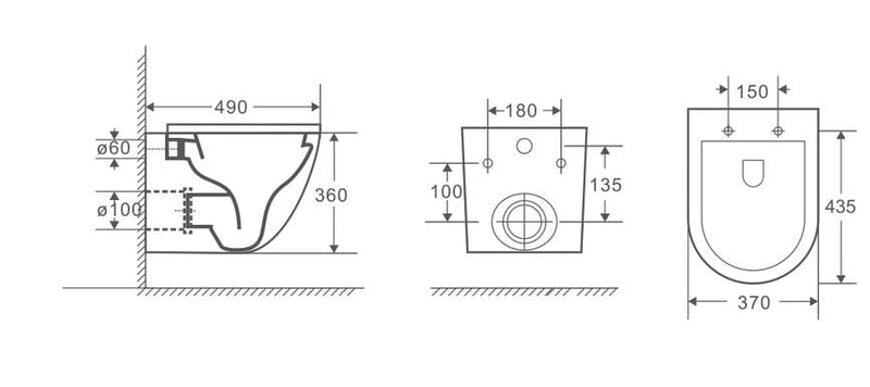 medidas pack inodoro suspendido blanco modelo genova color negro mate con cisterna incluida