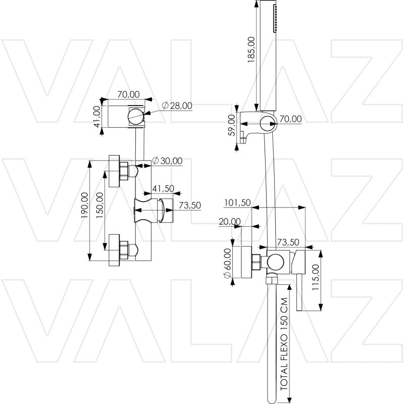 Grifo de ducha monomando QUELLÓN negro mate - Entorno baño