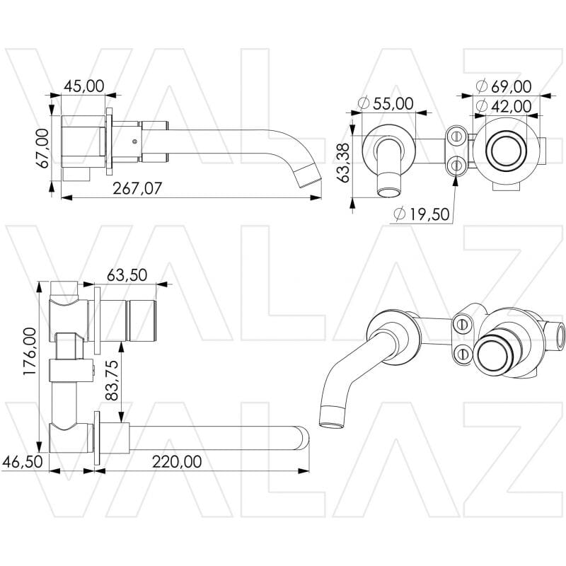 Grifo lavabo empotrado monomando INCA dorado cepillado - Entorno baño