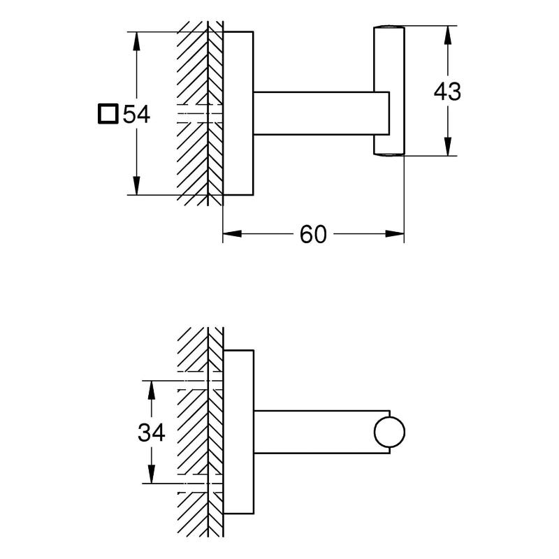 Crochet pour peignoir GROHE Start Cube
