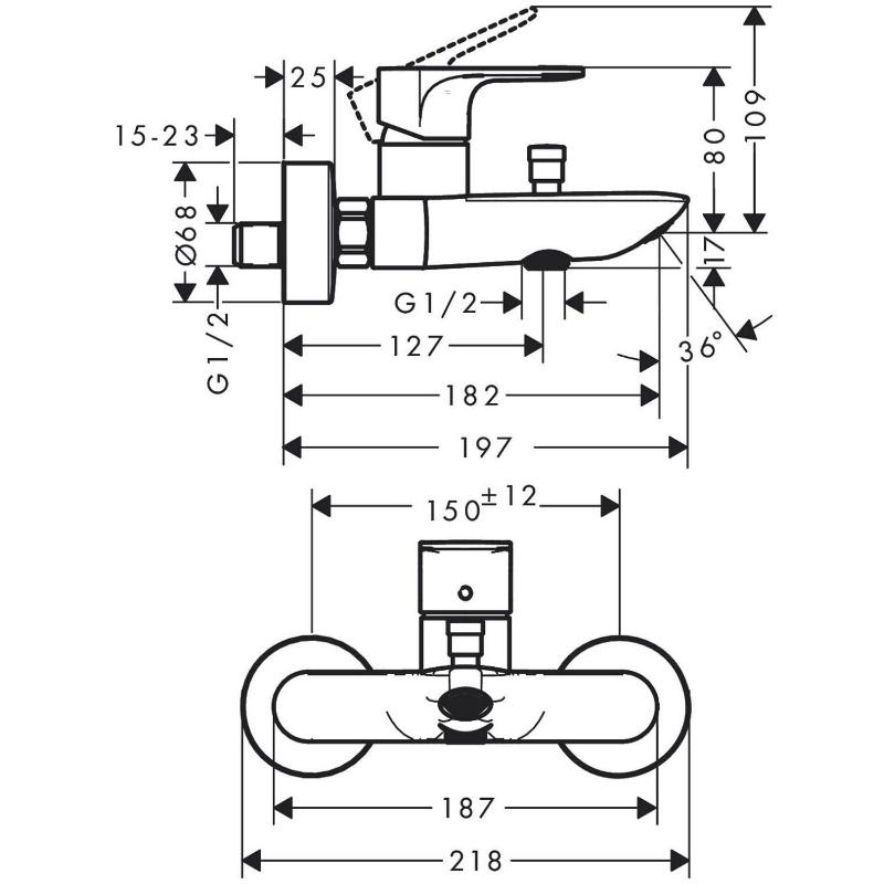 hansgrohe Rebris E mitigeur de bain apparent